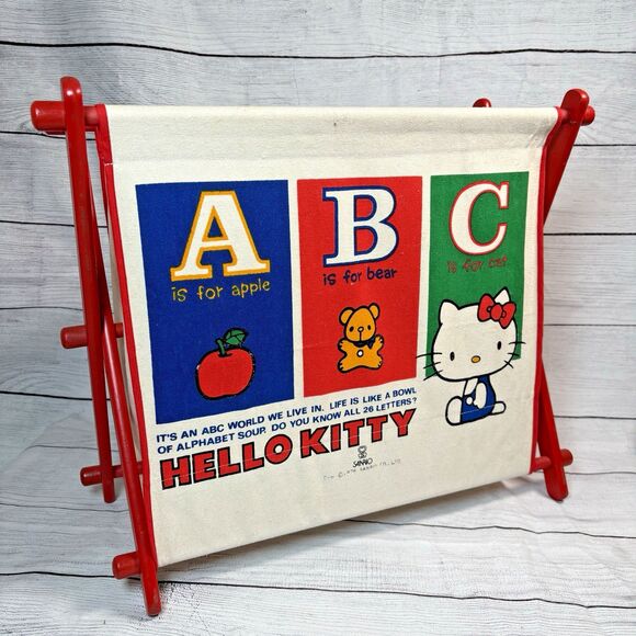 Vintage 1976 Sanrio Hello Kitty A B C Magazine Book Toy Storage Rack Bin 19"x21" - Picture 4 of 11